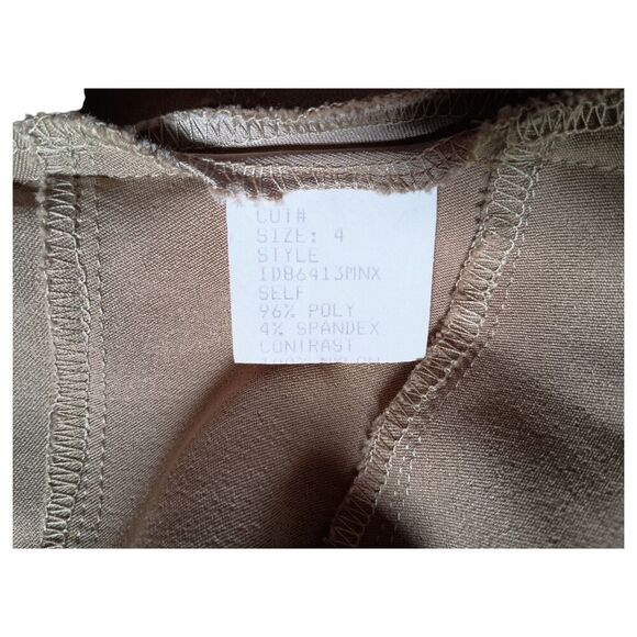 Tadashi Shoji Dress 4 Womens Beige Midi Bodycon Short Sleeve Square Neck Solid - Picture 4 of 4